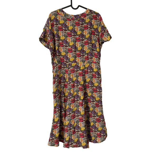 VTG Flax Jeanne Engelhart Artsy Paper Lantern Rayon Knee Length Dress Small - Picture 4 of 6